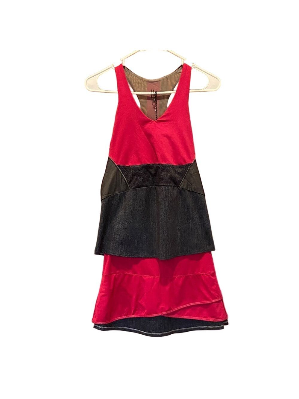 Lucky in Love Pink and Black Colorblocked Matching Tennis Tank Top and Skort Set